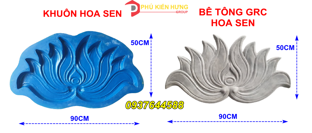 Khuôn bông sen nhiều cánh chất liệu nhựa composite